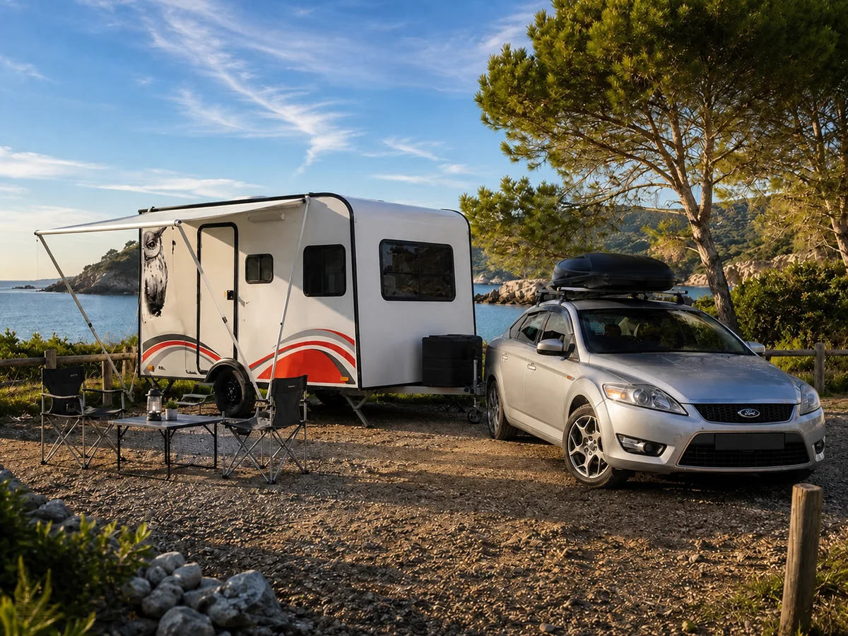 Çekme karavan - Kamp alanında dış görünüm - Batı Rent A Car İzmir