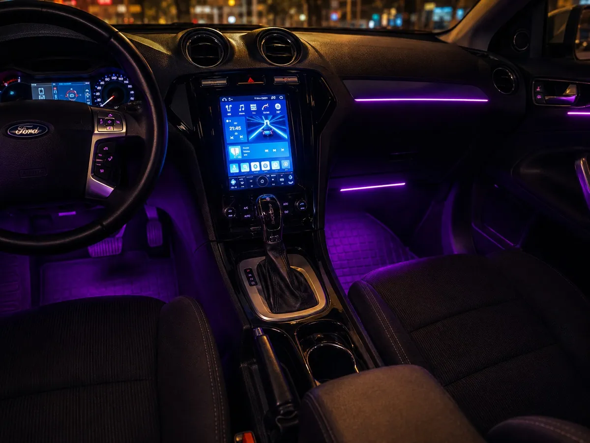 Ford Mondeo mor ambiyanslı orta konsol