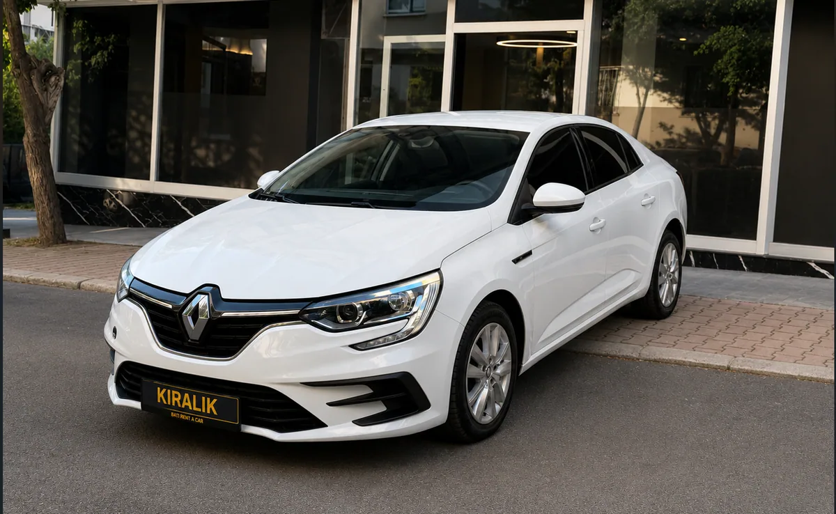 Renault Megane - Ön üç çeyrek geniş görünüm - Batı Rent A Car İzmir